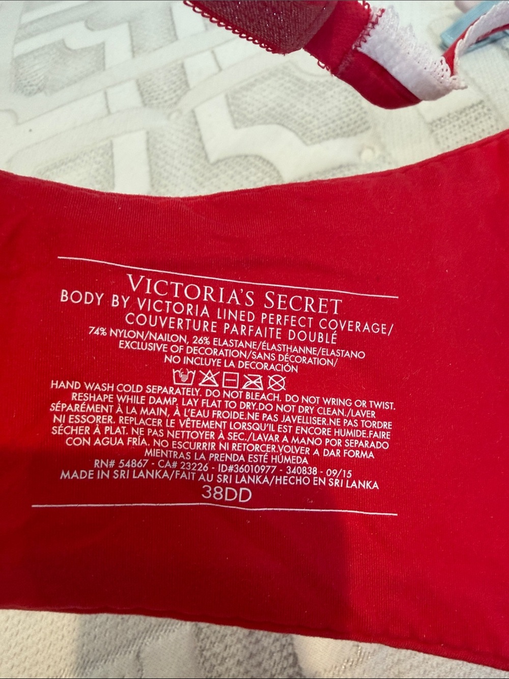 Victoria's Secret Red Lined Perfect Coverage Bra